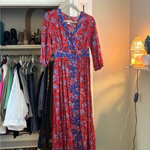 Floral Red and Blue Women's Dress